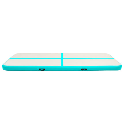 oppustelig gymnastikmåtte med pumpe 500x100x20 cm PVC grøn