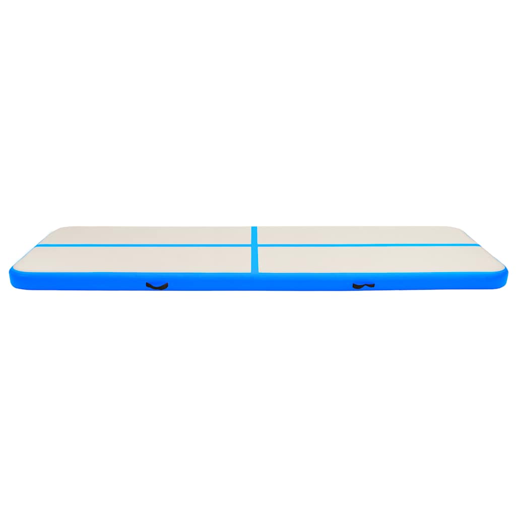 oppustelig gymnastikmåtte med pumpe 600x100x20 cm PVC blå