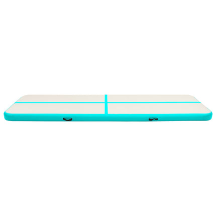 oppustelig gymnastikmåtte med pumpe 600x100x20 cm PVC grøn