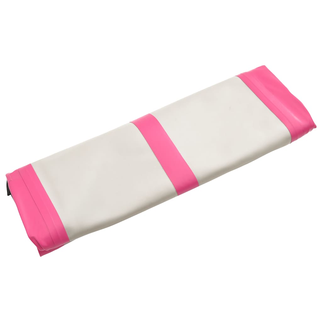 oppustelig gymnastikmåtte med pumpe 800x100x20 cm PVC lyserød