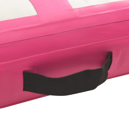 oppustelig gymnastikmåtte med pumpe 800x100x20 cm PVC lyserød