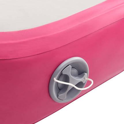 oppustelig gymnastikmåtte med pumpe 800x100x20 cm PVC lyserød