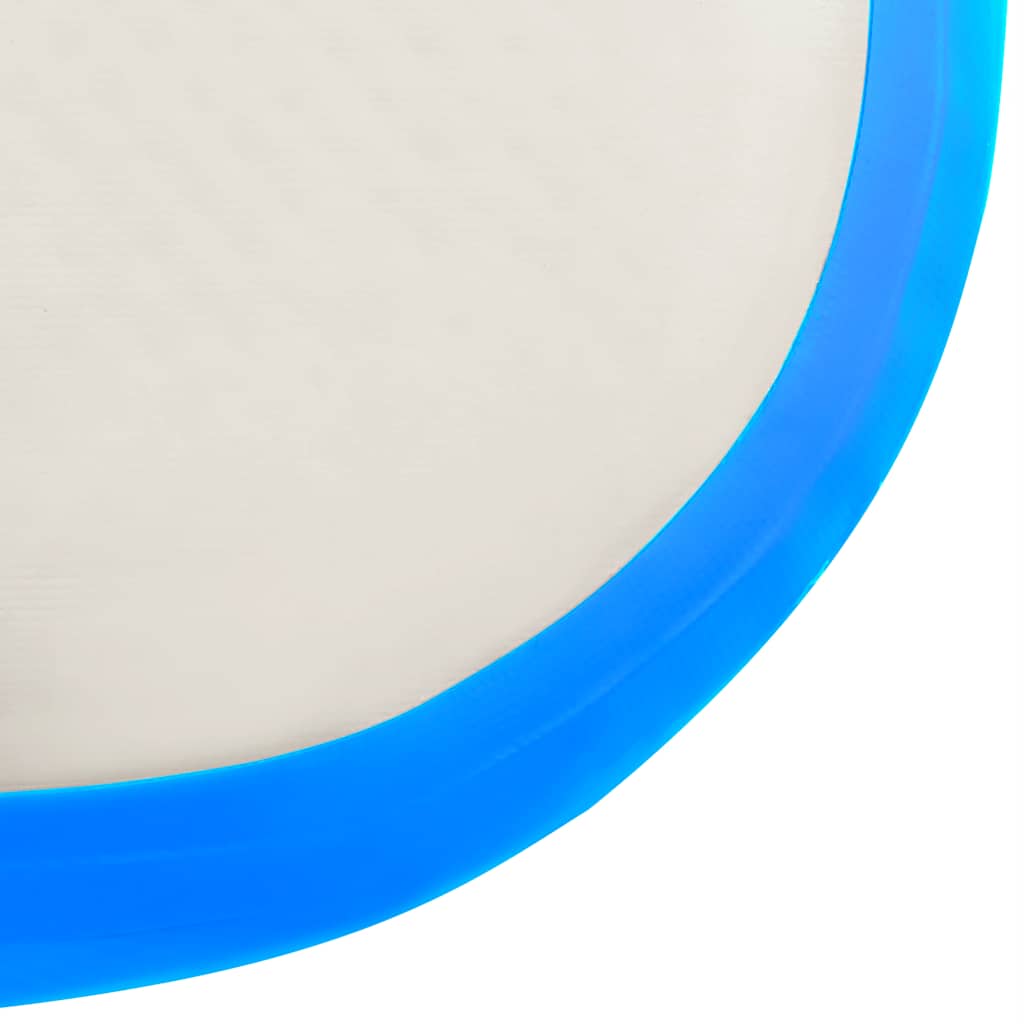 oppustelig gymnastikmåtte med pumpe 800x100x20 cm PVC blå