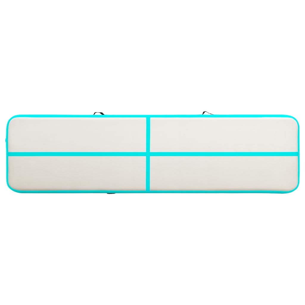 oppustelig gymnastikmåtte med pumpe 800x100x20 cm PVC grøn