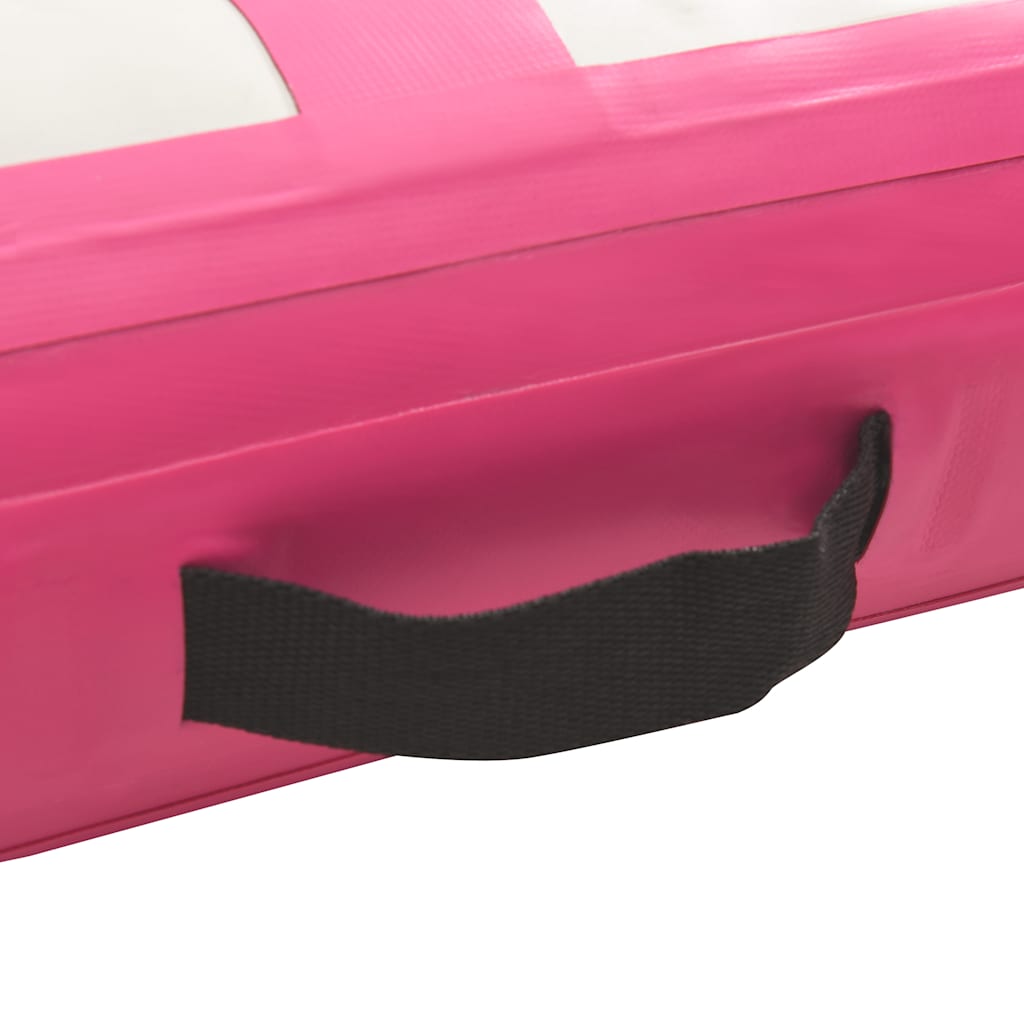 oppustelig gymnastikmåtte med pumpe 200x200x10 cm PVC lyserød