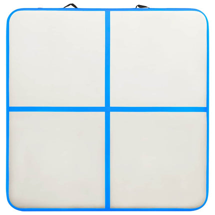 oppustelig gymnastikmåtte med pumpe 200x200x10 cm PVC blå