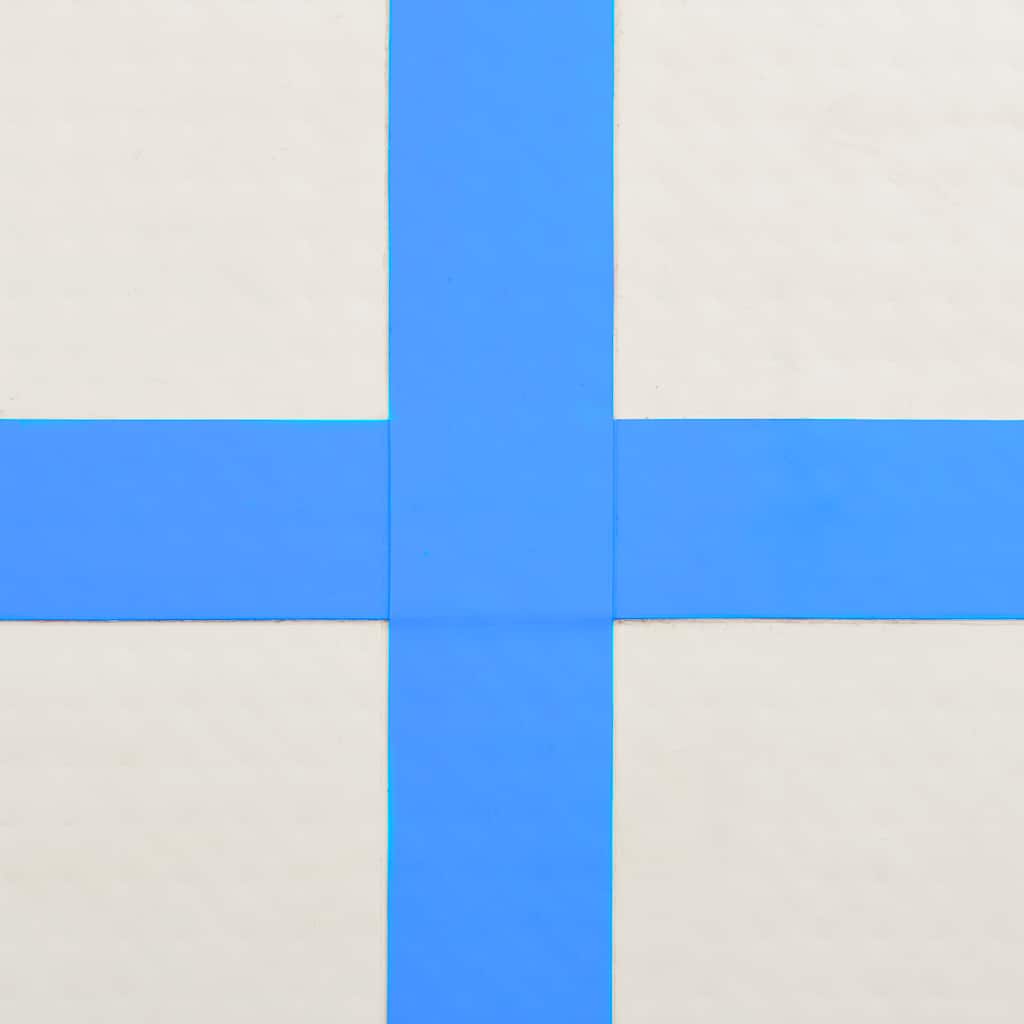oppustelig gymnastikmåtte med pumpe 200x200x10 cm PVC blå