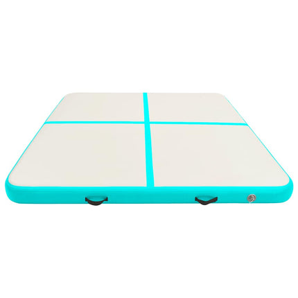 oppustelig gymnastikmåtte med pumpe 200x200x10 cm PVC grøn