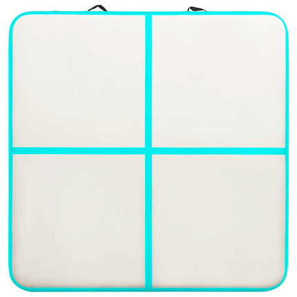 oppustelig gymnastikmåtte med pumpe 200x200x10 cm PVC grøn