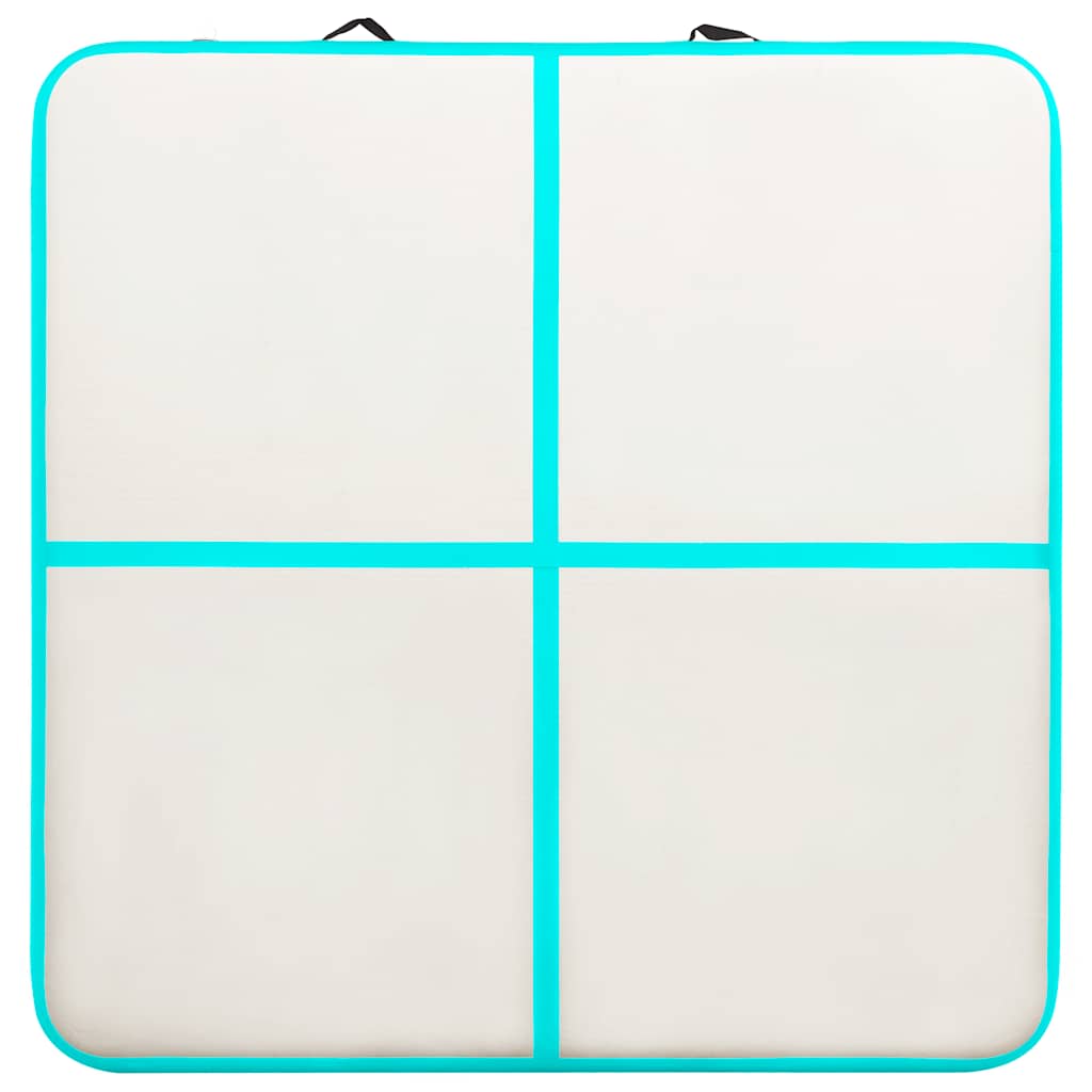 oppustelig gymnastikmåtte med pumpe 200x200x10 cm PVC grøn