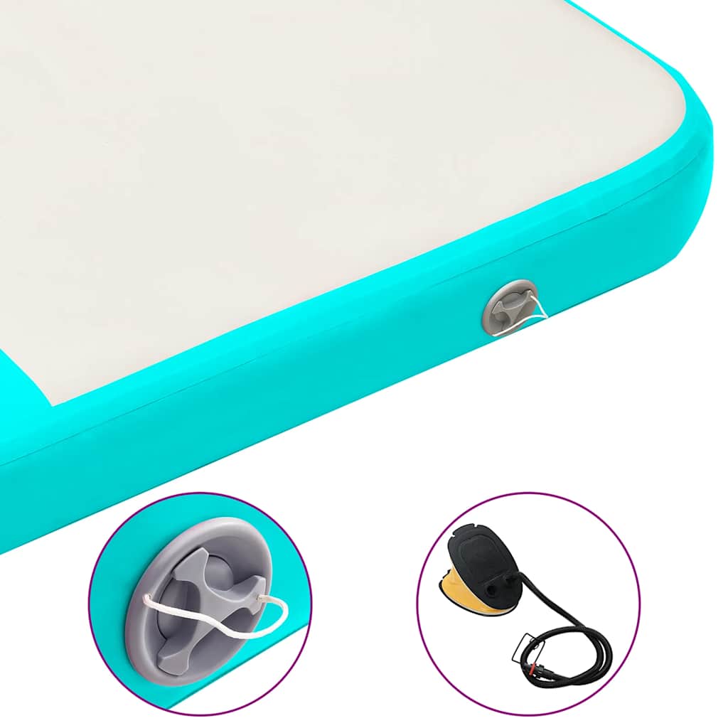 oppustelig gymnastikmåtte med pumpe 200x200x10 cm PVC grøn