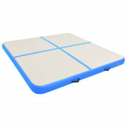 oppustelig gymnastikmåtte m. pumpe 200x200x15 cm PVC blå