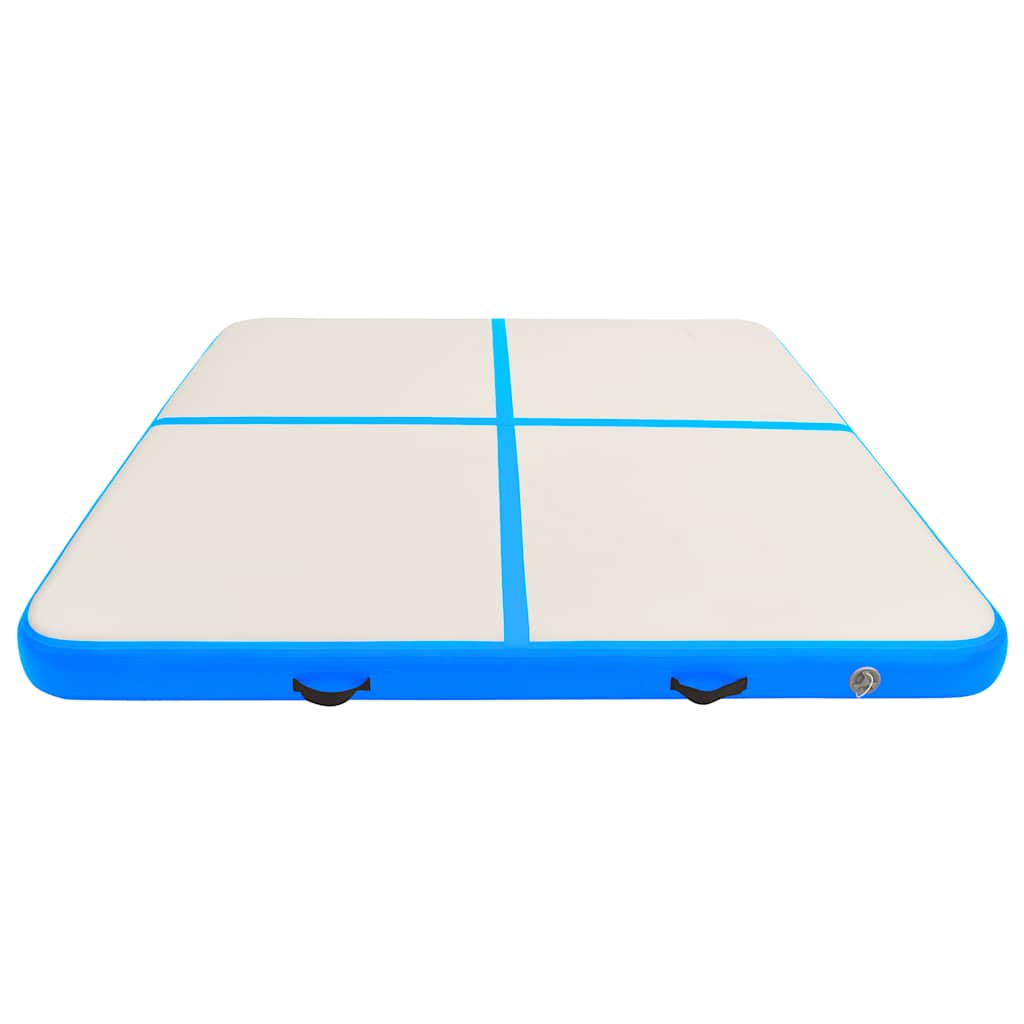 oppustelig gymnastikmåtte m. pumpe 200x200x15 cm PVC blå
