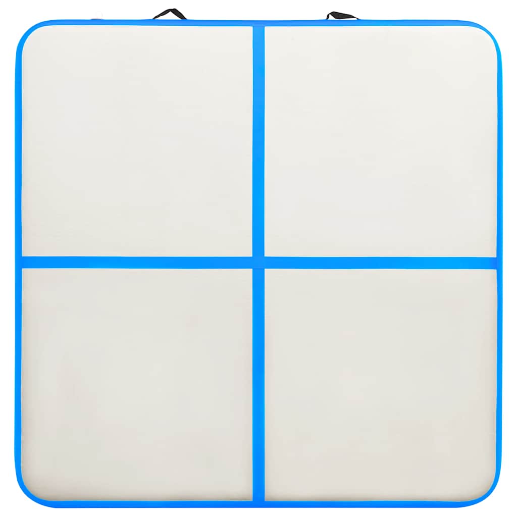 oppustelig gymnastikmåtte m. pumpe 200x200x15 cm PVC blå