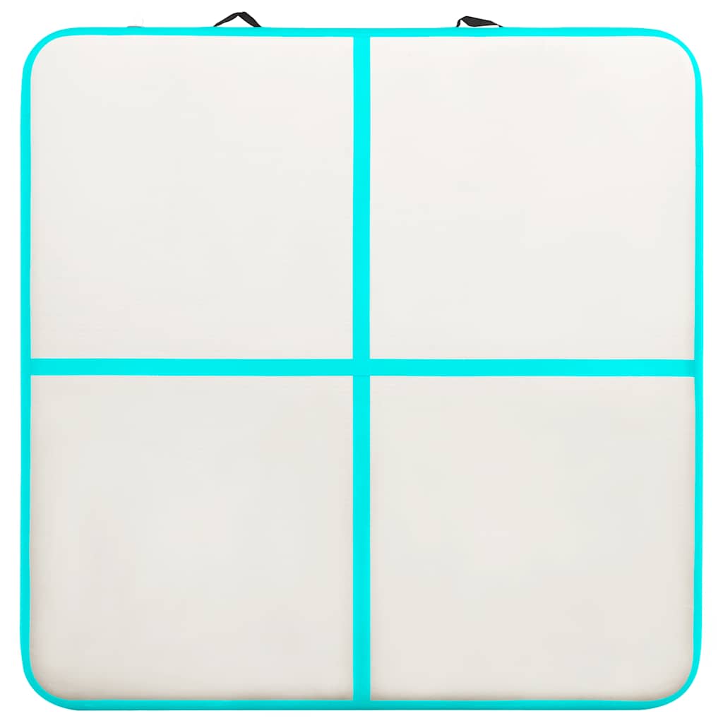 oppustelig gymnastikmåtte m. pumpe 200x200x15 cm PVC grøn