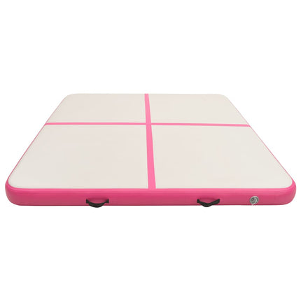 oppustelig gymnastikmåtte med pumpe 200x200x20 cm PVC lyserød