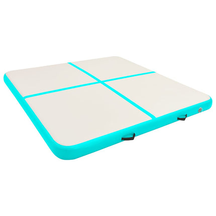 oppustelig gymnastikmåtte med pumpe 200x200x20 cm PVC grøn