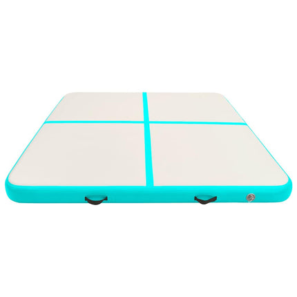 oppustelig gymnastikmåtte med pumpe 200x200x20 cm PVC grøn