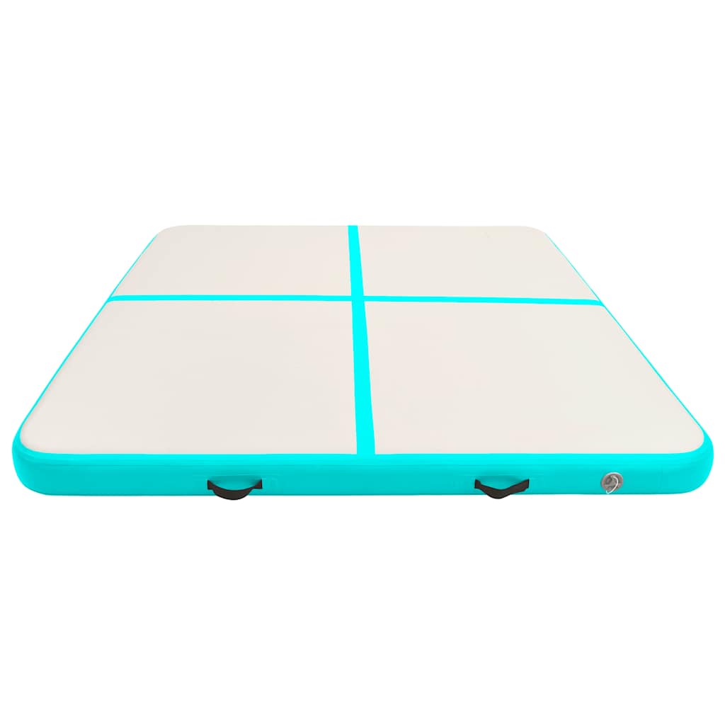 oppustelig gymnastikmåtte med pumpe 200x200x20 cm PVC grøn