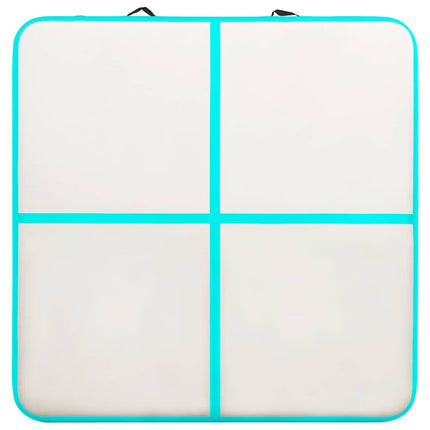 oppustelig gymnastikmåtte med pumpe 200x200x20 cm PVC grøn