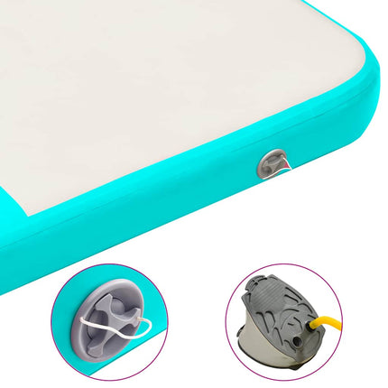 oppustelig gymnastikmåtte med pumpe 200x200x20 cm PVC grøn