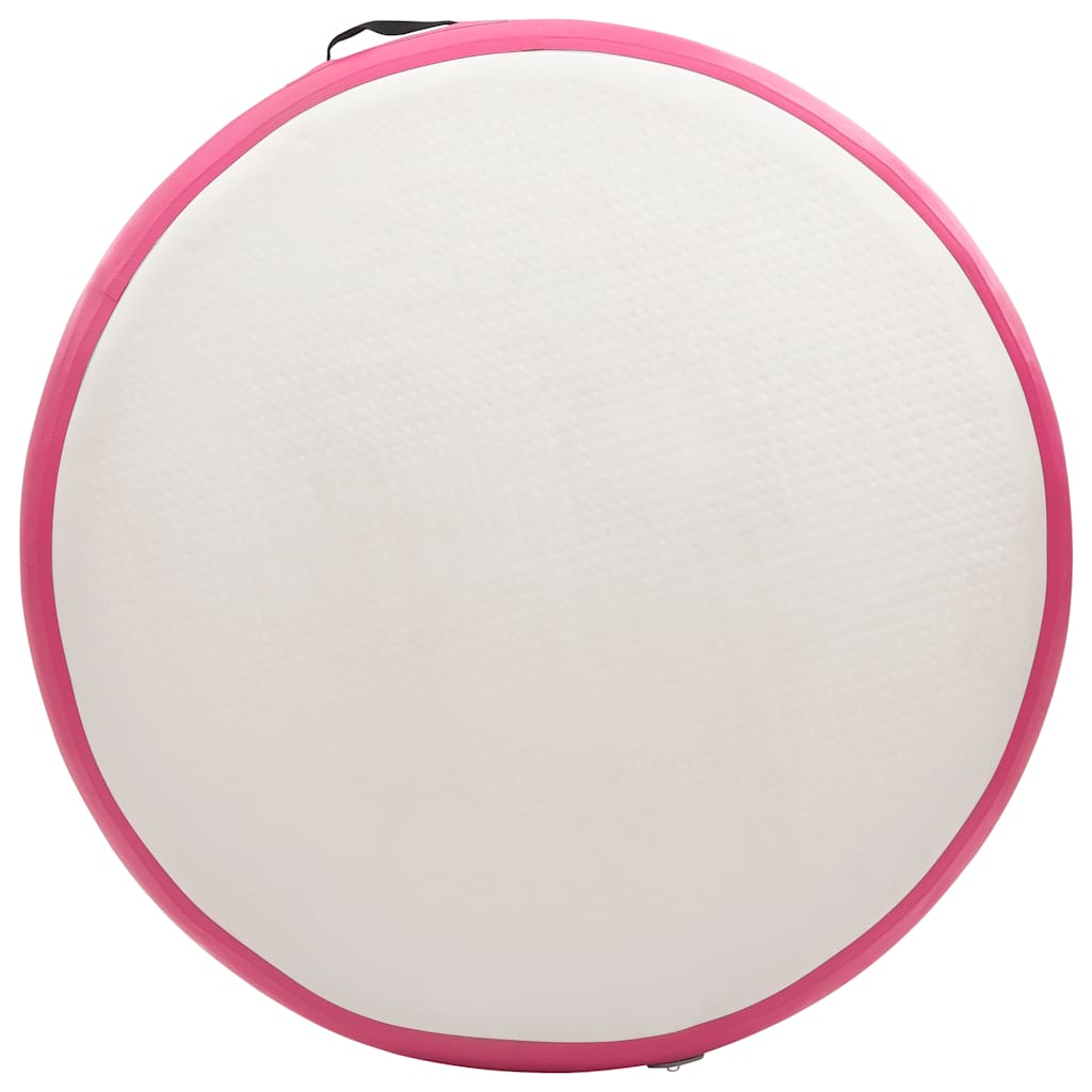 oppustelig gymnastikmåtte med pumpe 100x100x10 cm PVC lyserød