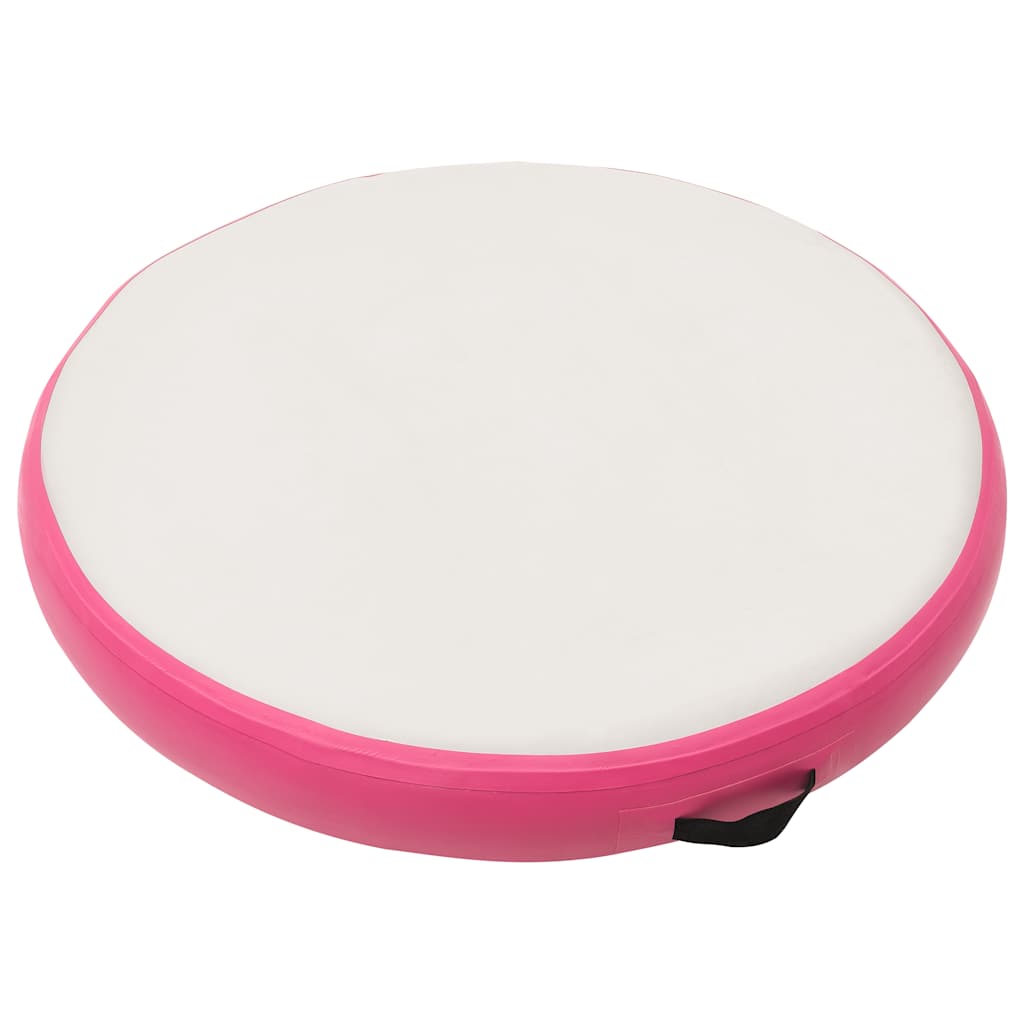 oppustelig gymnastikmåtte med pumpe 100x100x15 cm PVC pink