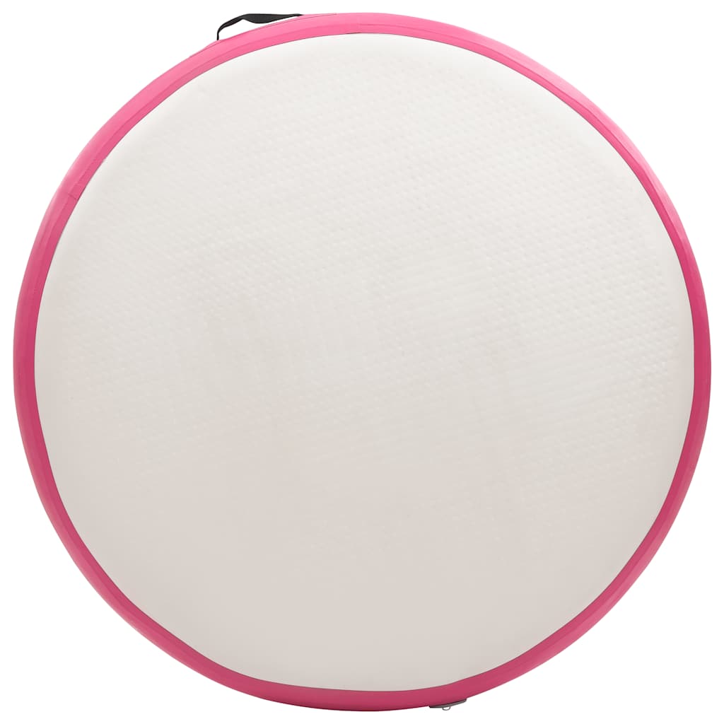 oppustelig gymnastikmåtte med pumpe 100x100x15 cm PVC pink