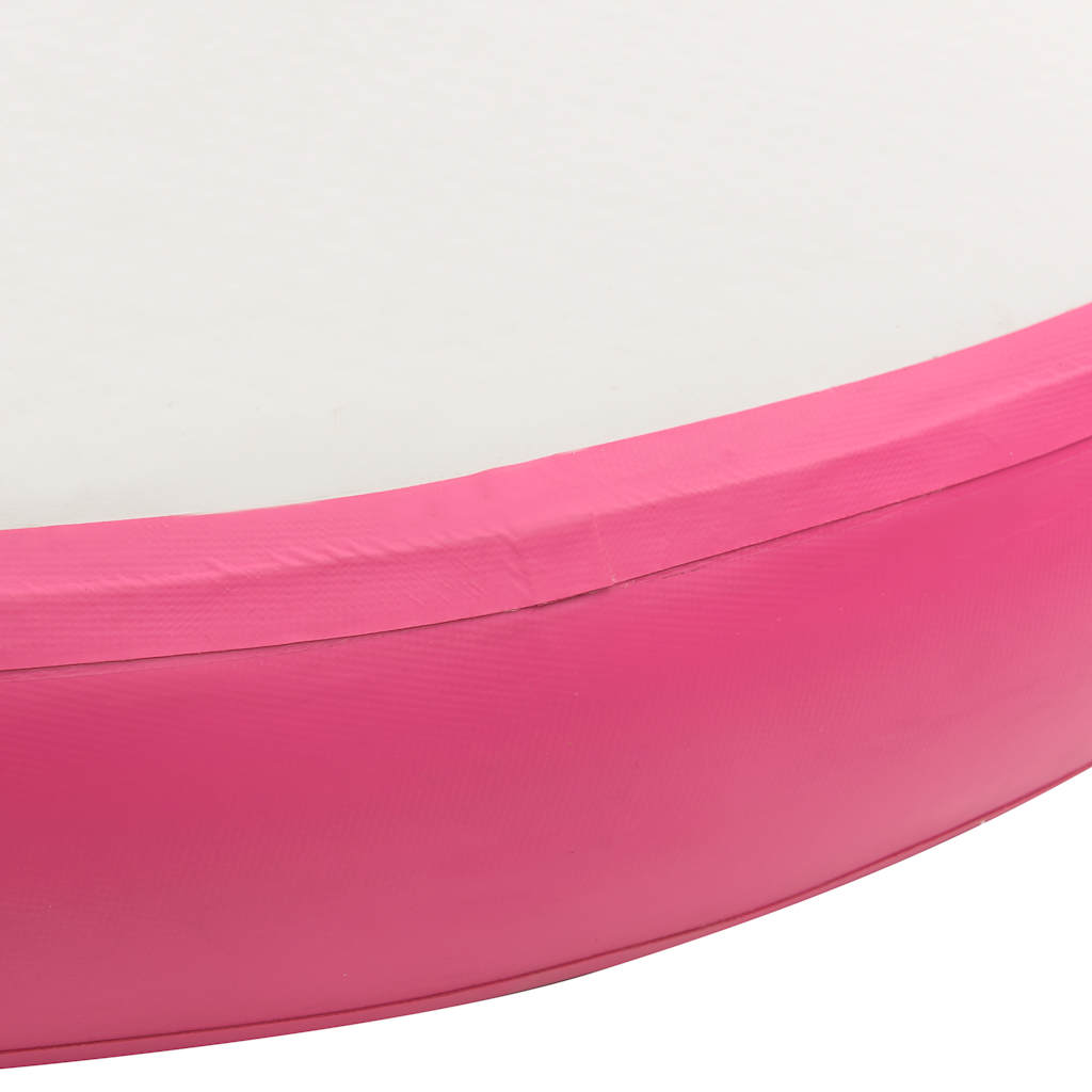 oppustelig gymnastikmåtte med pumpe 100x100x15 cm PVC pink