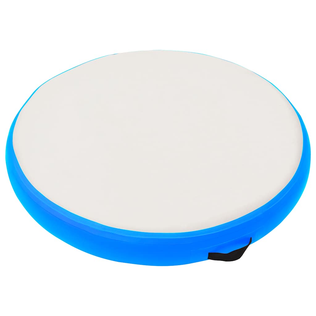 oppustelig gymnastikmåtte med pumpe 100x100x15 cm PVC blå