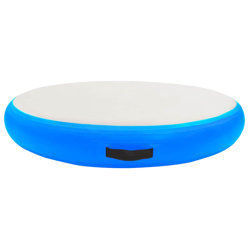 oppustelig gymnastikmåtte med pumpe 100x100x15 cm PVC blå