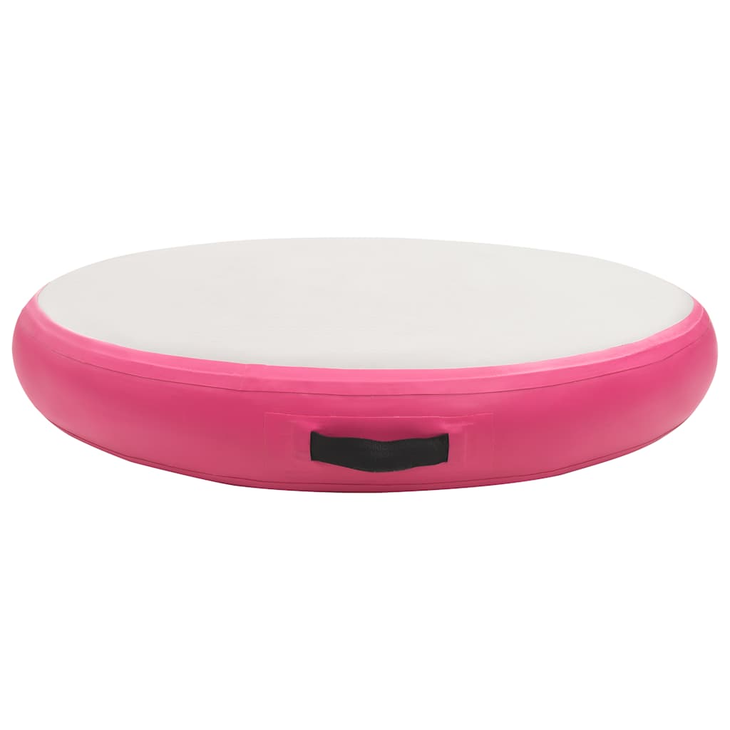 oppustelig gymnastikmåtte med pumpe 100x100x20 cm PVC lyserød