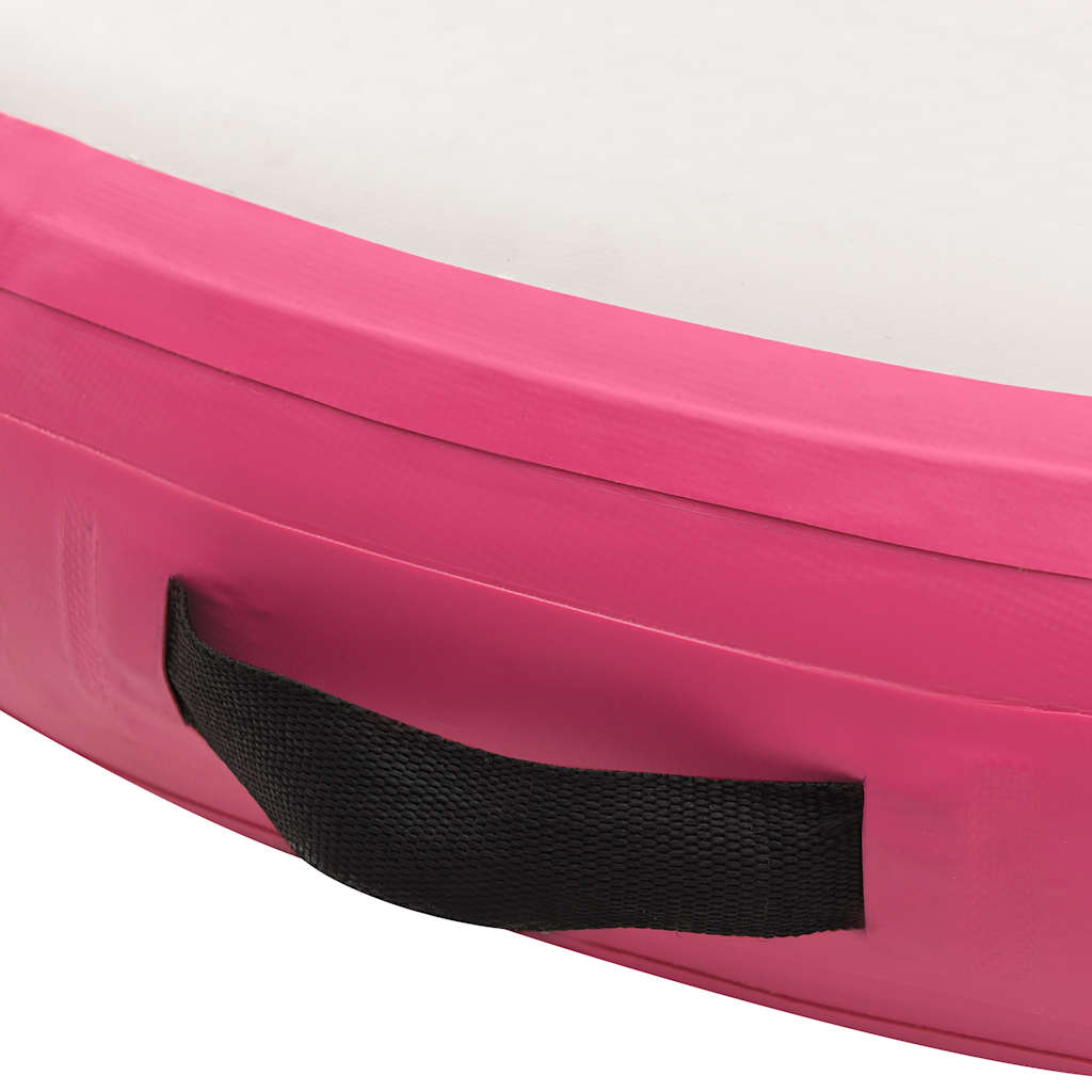 oppustelig gymnastikmåtte med pumpe 100x100x20 cm PVC lyserød