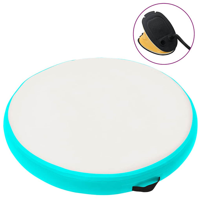 oppustelig gymnastikmåtte med pumpe 100x100x20 cm PVC grøn