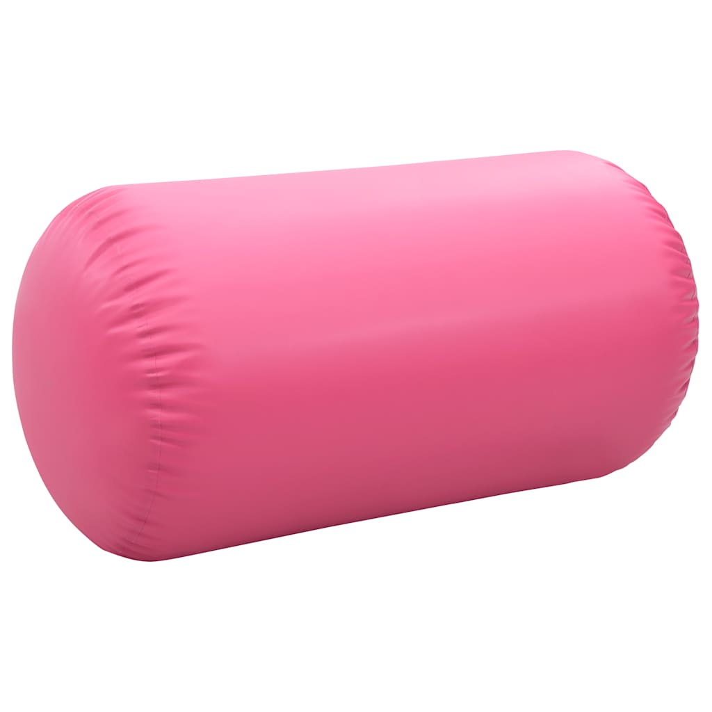 oppustelig gymnastikrulle med pumpe 120x75 cm PVC lyserød