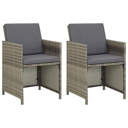 havestole 2 stk. med hynder polyrattan grå
