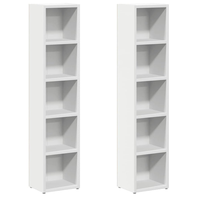 cd-reoler 2 stk. 21x16x93,5 cm konstrueret træ hvid