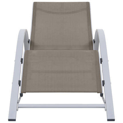 liggestole 2 stk. med bord aluminium gråbrun