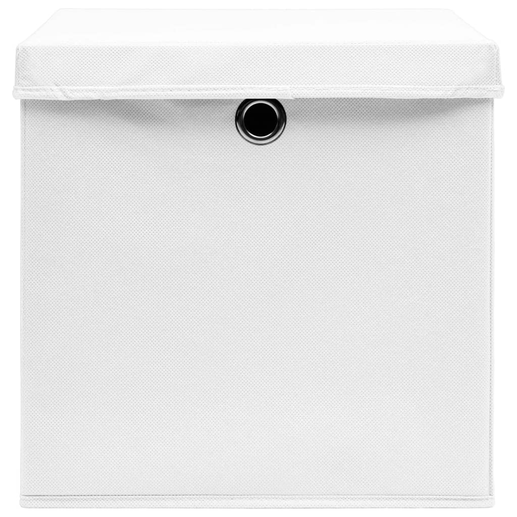 opbevaringskasser med låg 4 stk. 28x28x28 cm hvid