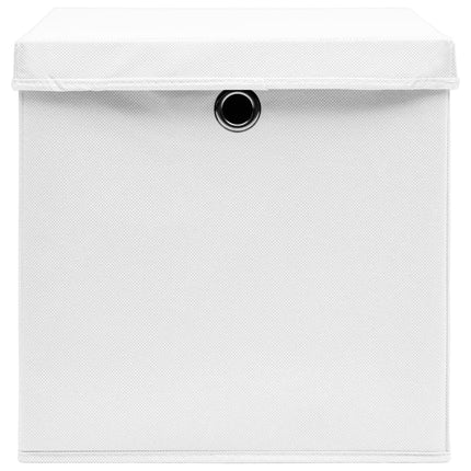 opbevaringskasser med låg 10 stk. 28x28x28 cm hvid