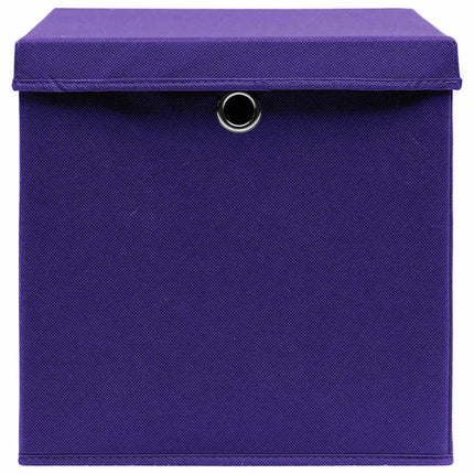 opbevaringskasser med låg 10 stk. 28x28x28 cm lilla