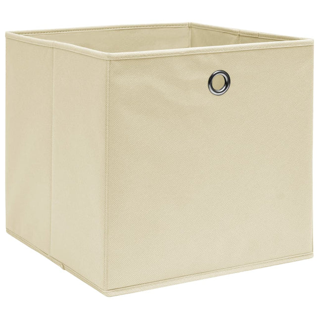 opbevaringskasser 4 stk. ikke-vævet stof 28x28x28 cm creme
