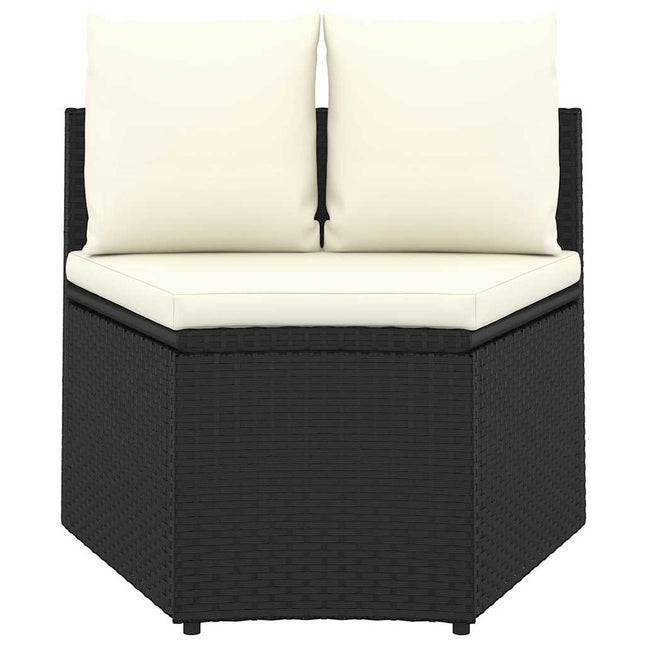 sofasæt til haven 2 dele med hynder polyrattan sort