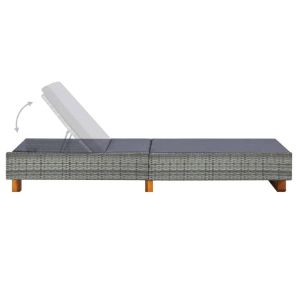 liggestol med hynde polyrattan grå