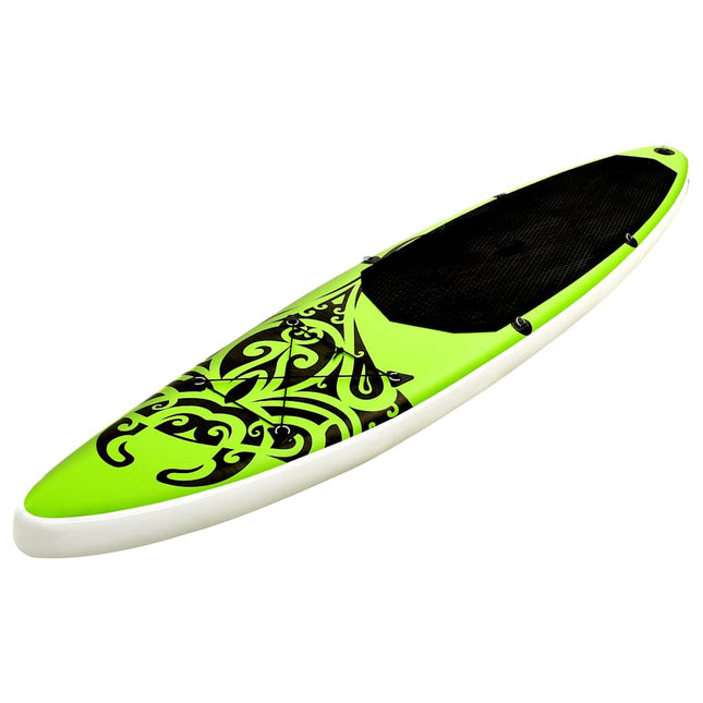 oppusteligt paddleboardsæt 305x76x15 cm grøn