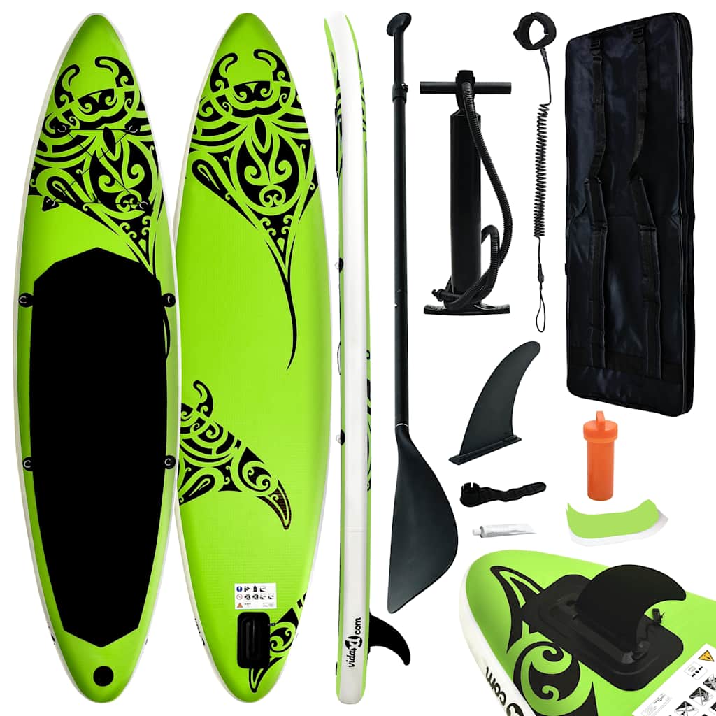 oppusteligt paddleboardsæt  366x76x15 cm grøn