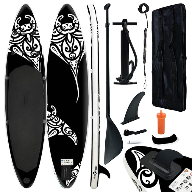 oppusteligt paddleboardsæt 305x76x15 cm sort