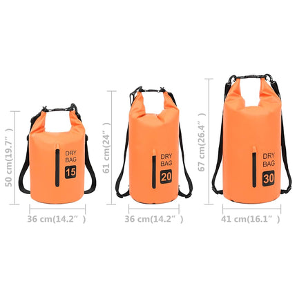 vandtæt tørpose m. lynlås 30 l PVC orange