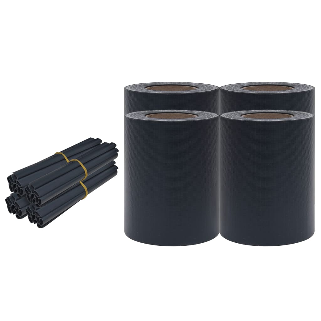 haveskærm 35x0,19 m 4 stk. PVC mat mørkegrå