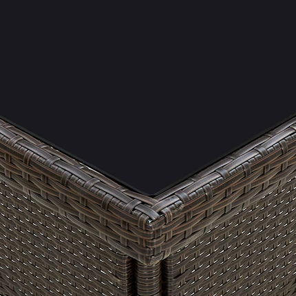havebord polyrattan og glas brun